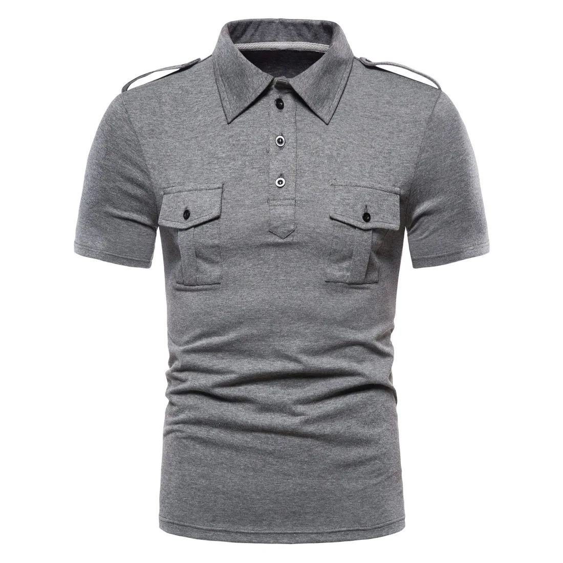 Polos Para Hombre Men New Brand Casual Solid Color Double Pocket Polo Homme Cargo Combat Training Polo Shirt For Men Summer Tops