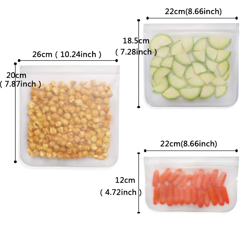 1Pc Reusable Food Storage Bags BPA Free Freezer Bags Silicone Sandwich Bags Liquid Meat Fruit Bags Containers