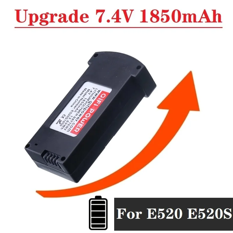 Upgrade 1850MAH 7.4V bateria LiPo dla RC E520 E520S JD-22S zdalnie sterowany Quadcopter drony części zamienne 13.69Wh 7.4V bateria dla E520 Drone