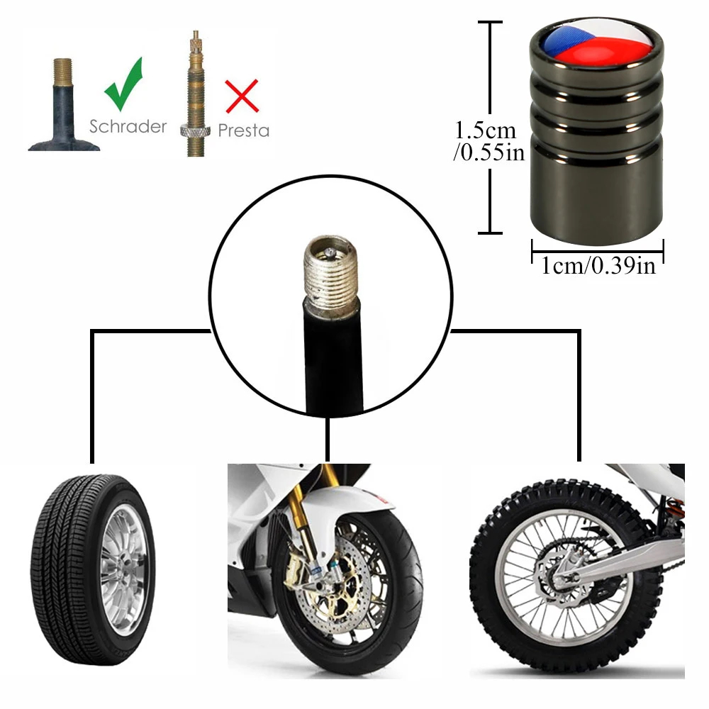 4Pcs/Set Tire Valve Dust Caps National Flag Pattern Style Alloy Material Tire Wheel Stem Air Valve Caps for Cars Autos