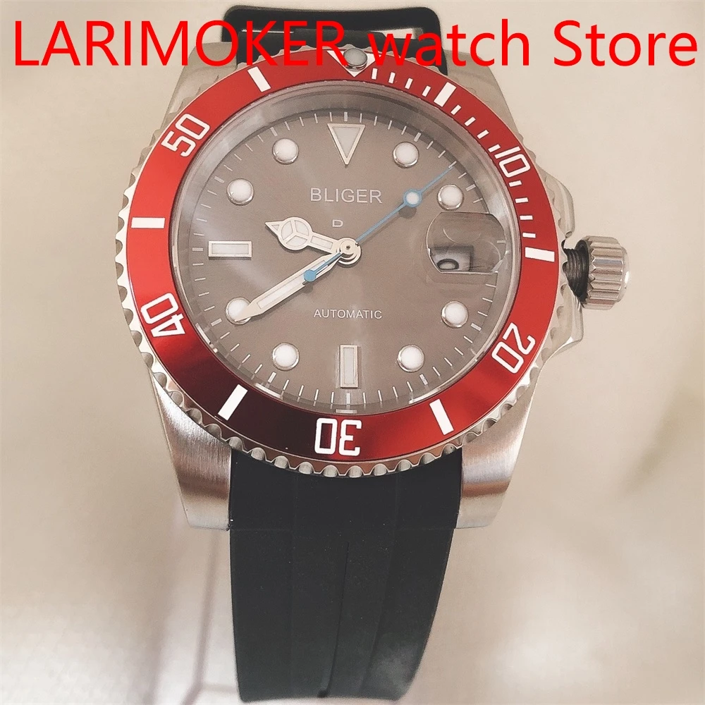 Automatic Men's Watch NH35/MIYOTA 8215 Movement Sapphire Glass Date Rubber Strap Aluminum Bezel Insert Luminous