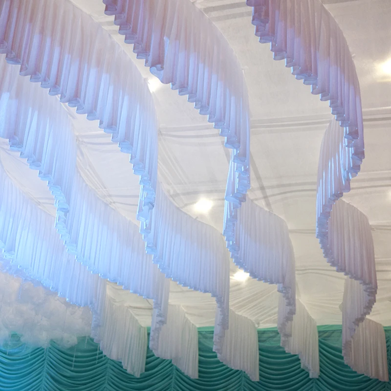 

Upscale Wedding Ceiling Decoration Centerpieces S-shaped Wave Cloud Top Sagging Yarn Freely Customized Size Color