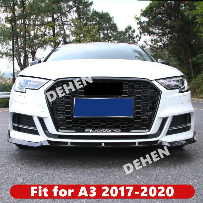 For Audi A3 2017-2020 Sedan Front Bumper Lip Body Kit Spoiler Splitter Diffuser Cover Screw Fixation Sport / Normal Version ABS