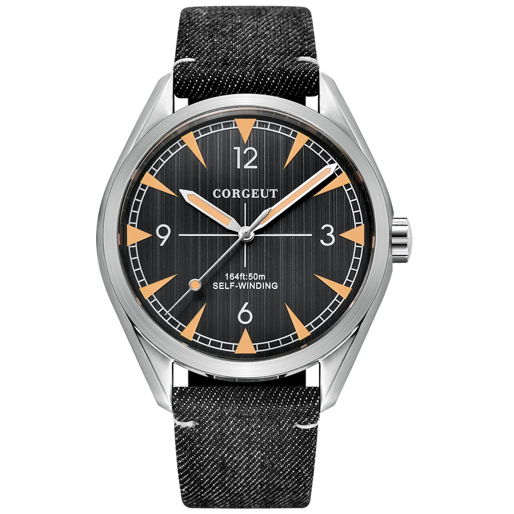 Imagem -03 - Corgeut 41 mm Relógio Mecânico Automático Masculino Relógios de Luxo Safira Luminosa à Prova Dcasual Água Esporte Casual Pulseira de Couro