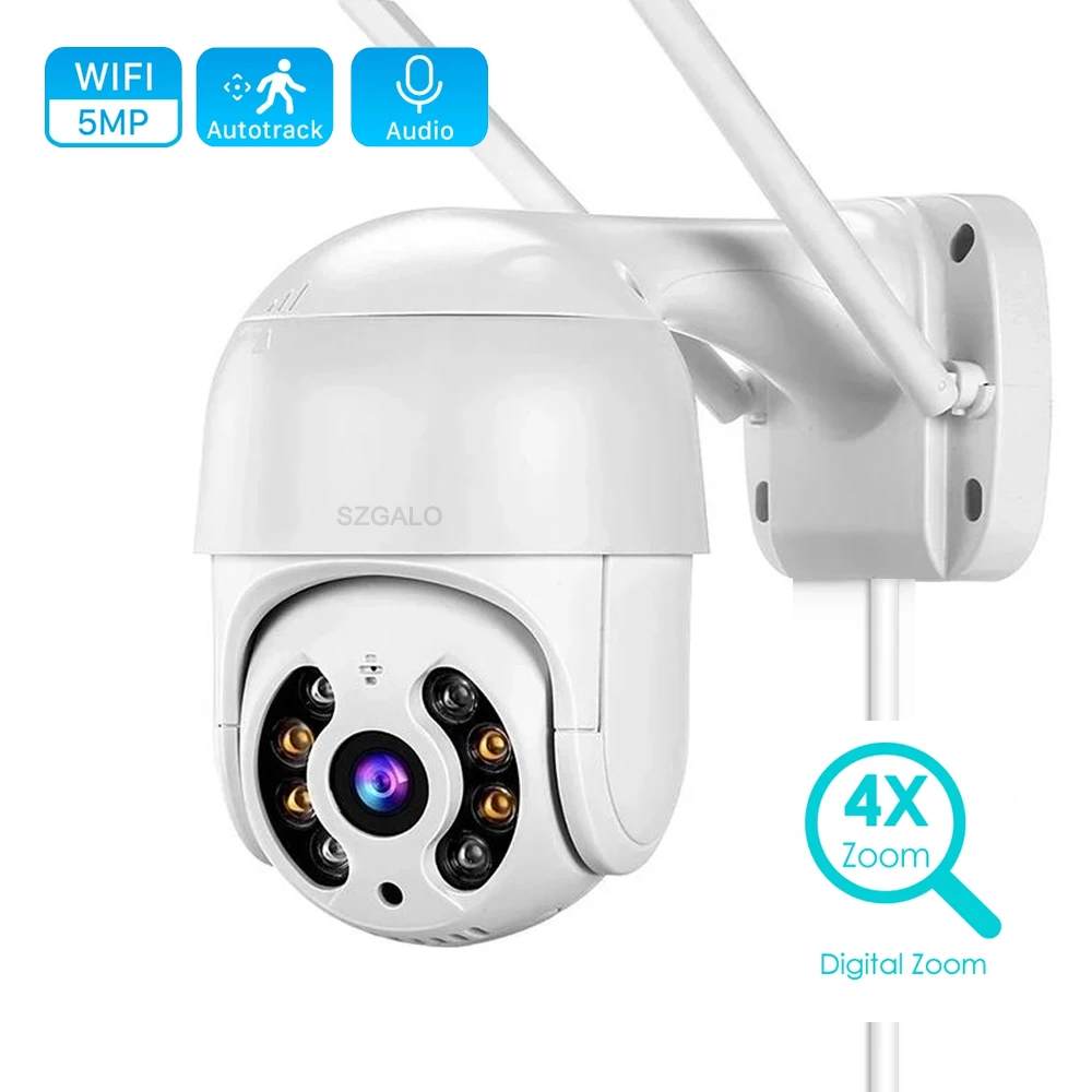 

5MP PTZ IP Camera Wifi Outdoor AI Human Detection Audio 1080P Wireless Security CCTV Camera P2P RTSP 4X Digital Zoom Wifi Camera