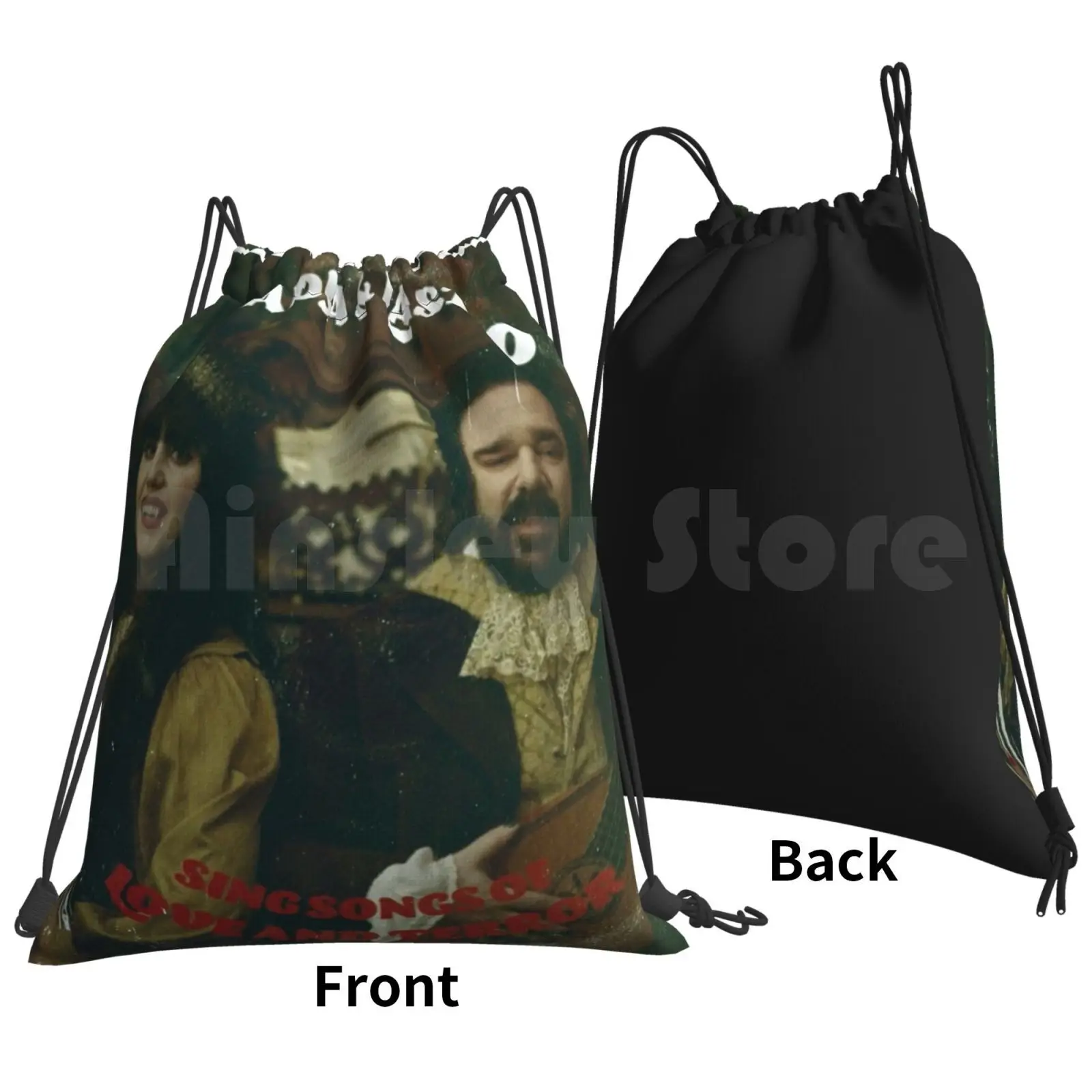 Nadja & Laszlo Album-What We Do In The Shadows Backpack Drawstring Bags Gym Bag Waterproof Nadja Laszlo What We Do In The