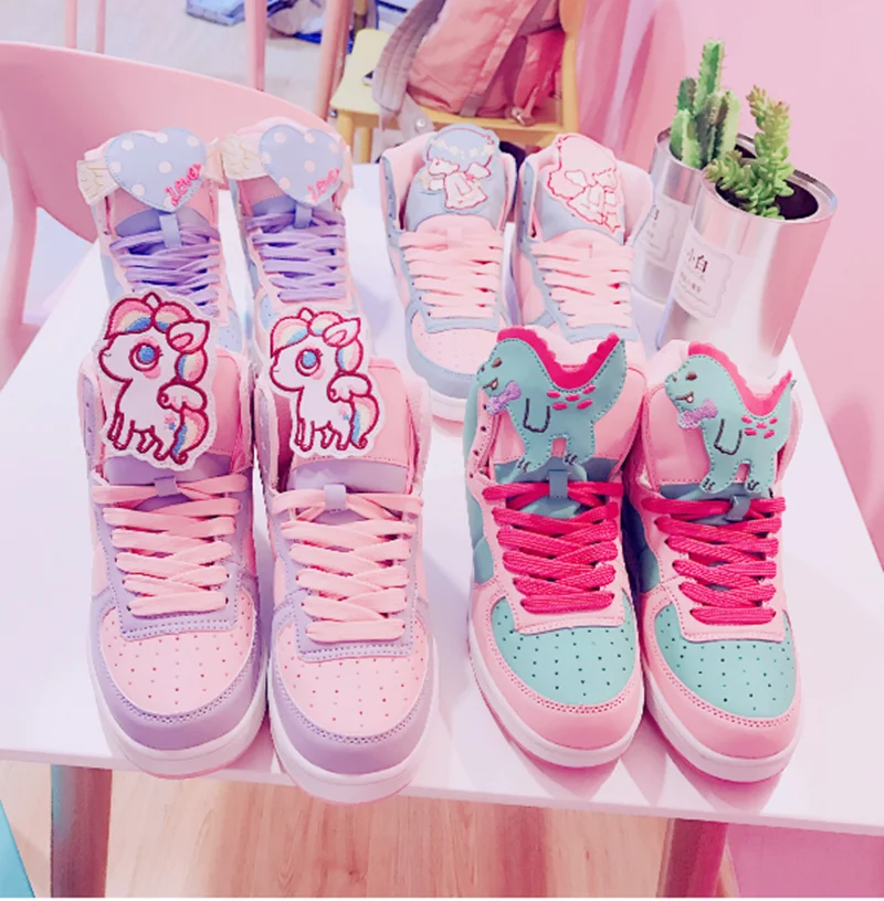 Anime lolita shoes cartoon mould pink princess women shoes high help student cosplay shoes sweet lolita anime cosplay