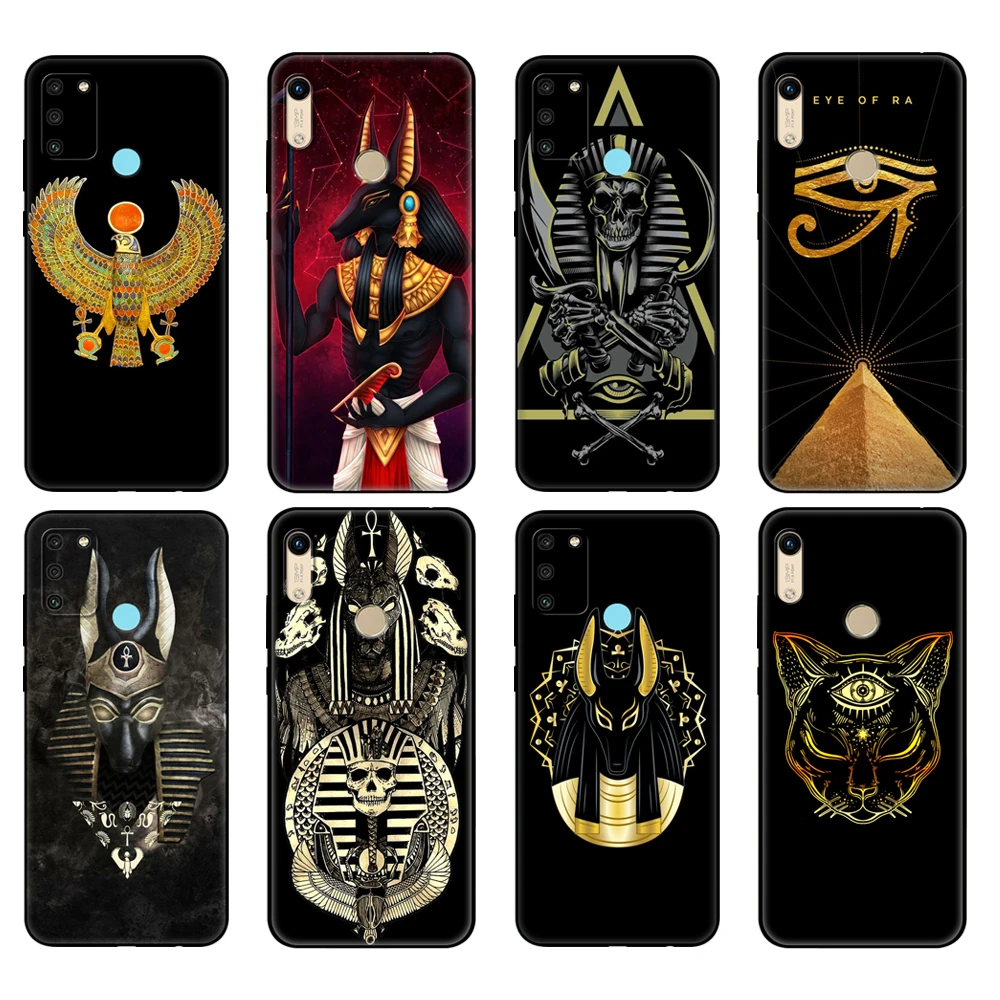 Black tpu Case For Honor 8a Prime 8s 9 10X Lite 9A 9C 9X Premium Pro 9S Case Cover Egypt Nefertiti Anubis