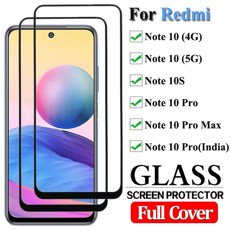 

2Pcs Tempered Glass For Xiaomi Redmi Note 10 Pro Max Full Cover Screen Protector Glass For Xiaomi Redmi Note 10 4g 5g 10S 10 Pro