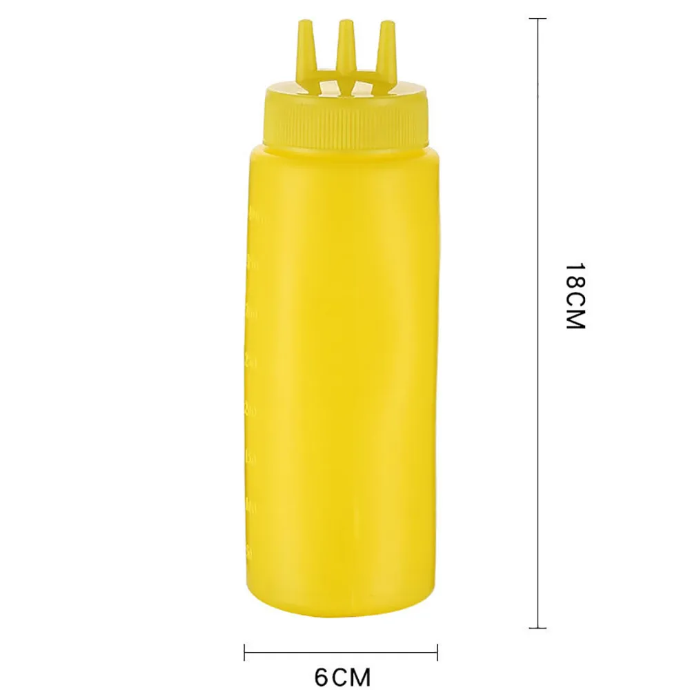 1PC 400ml Portable 3 Nozzles Squeeze Sauce Bottle Condiment Dispenser Condiment Squeeze Bottles Reusable Container Storage Tank