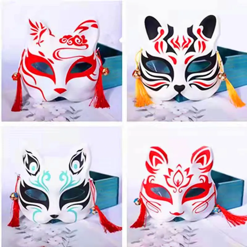 1 Pcs Halloween Glow Antiquity Half Face Japanese Style Fox Mask Cute Creativity Personality Fashion Dress Up Toy