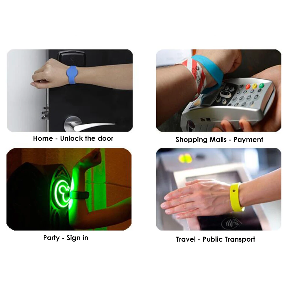 10pcs 125Khz RFID TK4100 ID Card Waterproof Proximity Smart Adjustable Silica Gel Wristband Bracelet