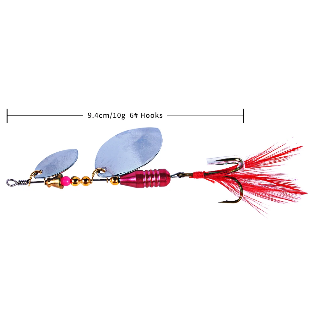 Señuelo cuchara giratorio con pluma – Cebo artificial lubina 9.3cm 10g - imagen 4