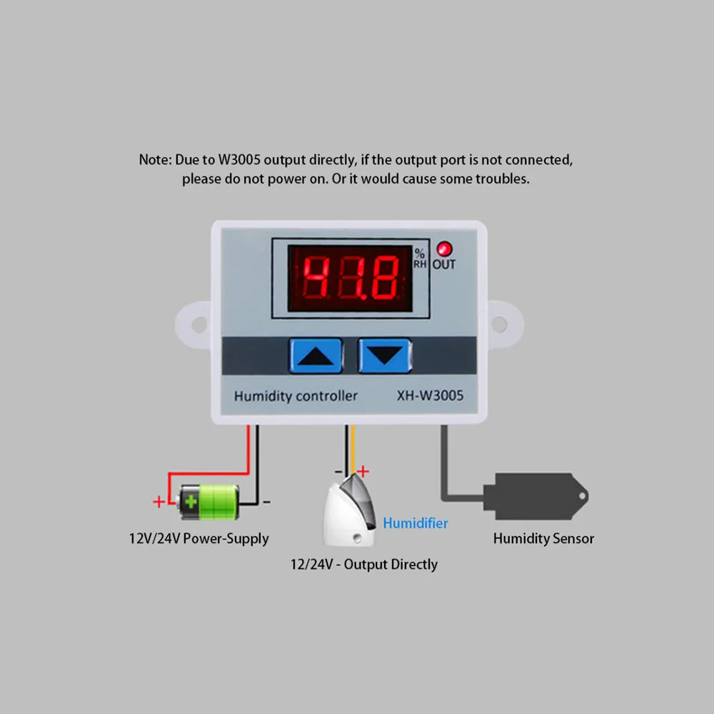 W3005 Digital Humidity Controller XH-W3005 12V 24V 220V Humidistat Hygrometer Humidity Control Switch Regulator Humidity Sensor