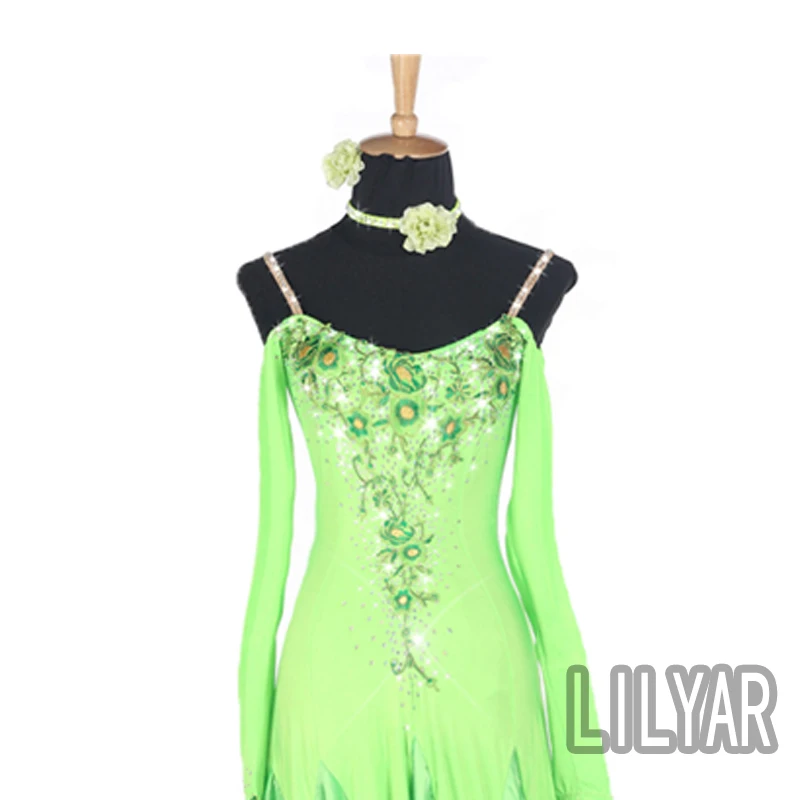 Ballroom Dance Skirt Standard Dress Competition  Show  Customization New Arrival Adult Children Green