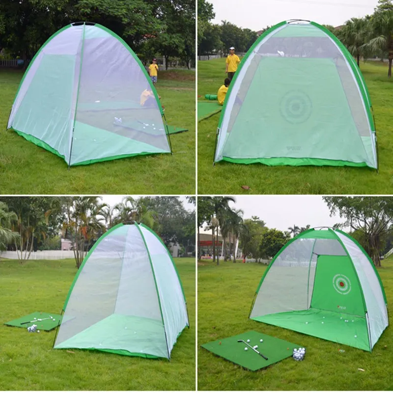 Golf Training Equipment Indoor 2M Golf Practice Net Tent Golf Hitting Cage Garden Grassland Practice Tent Mesh Mat Outdoor Swing