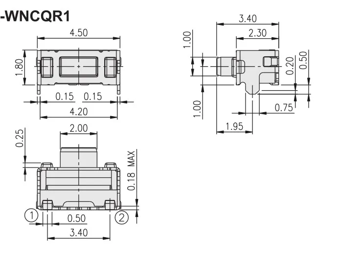 Interrupteur de patch, étanche et anti-poussière, Taiwan, 2*4, bouton de commutation latéral, micro-interrupteur latéral mobile
