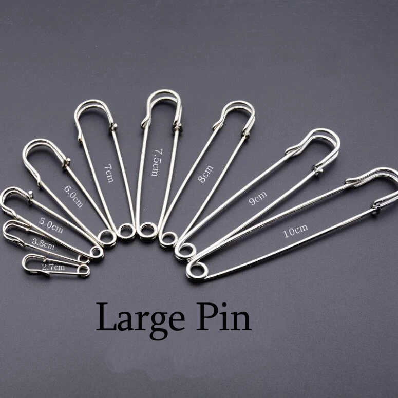 10pcs Safety Pins Sewing Tools Accessory Silver Metal Needles Large Safety Pin Small Brooch Safety Pins DIY Apparel Accessories