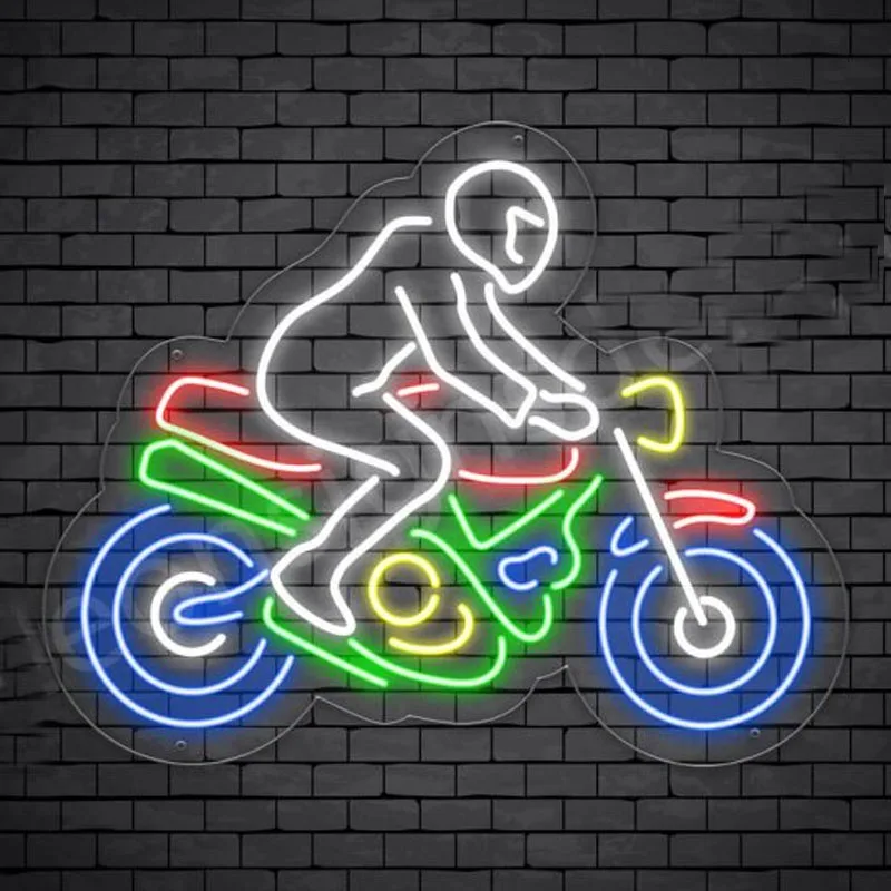 Neon Signs Depot Motorcycle Neon Sign Motor Riders Bike Impact Attract Restaurant Fight light design Personalized Iconic Sign