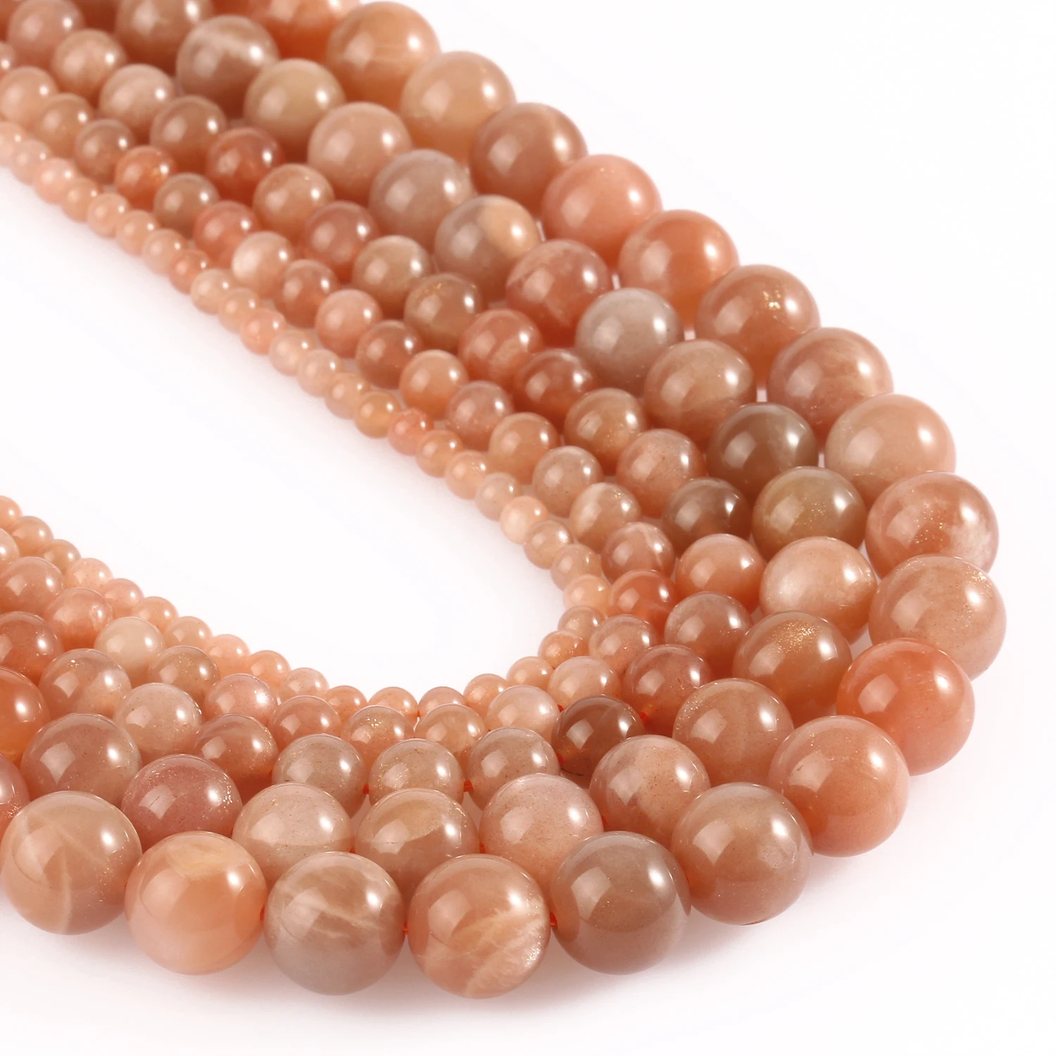 A+ Quality Natural Sunstone Quartz Peach Round Loose Beads 7.5\