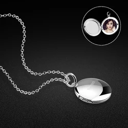 Female 925 Sterling Silver Necklace Creative Round Box Pendant Design Can be Placed Photos Ladies Popular Jewelry Trendy Gift