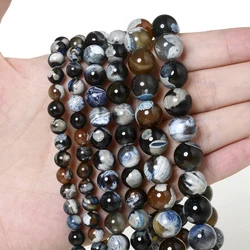 Natural Blue Black Fire Agates Beads Round Loose Beads Stone Beads for Bracelet Jewelry Making Bulk DIY Accessories 6/8/10MM