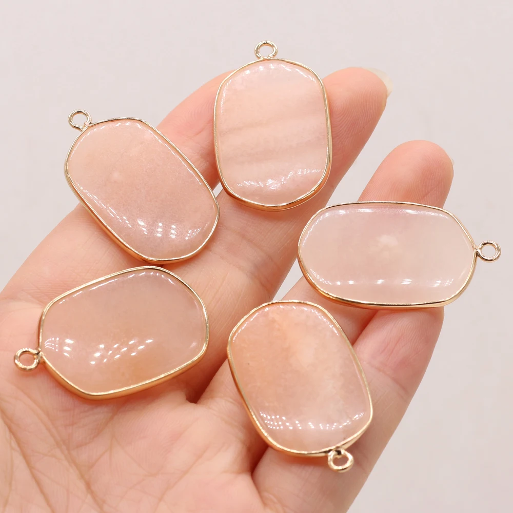 Pendentif en pierre naturelle, plaqué agate dorée, breloques pour la fabrication de bijoux, accessoires de collier, cadeau, 20x34mm, nouveauté