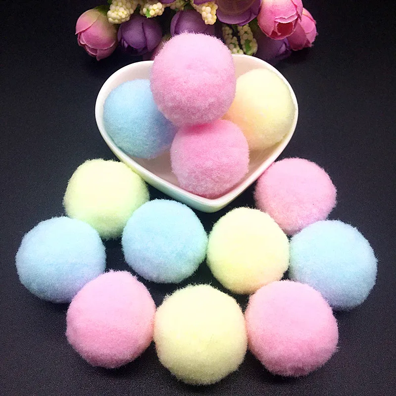 Light Yellow Pink Blue Pompom Fur Balls DIY Soft Pom Poms Craft Pompones Wedding Decor Glue on Cloth Accessories 8mm-30mm 20g