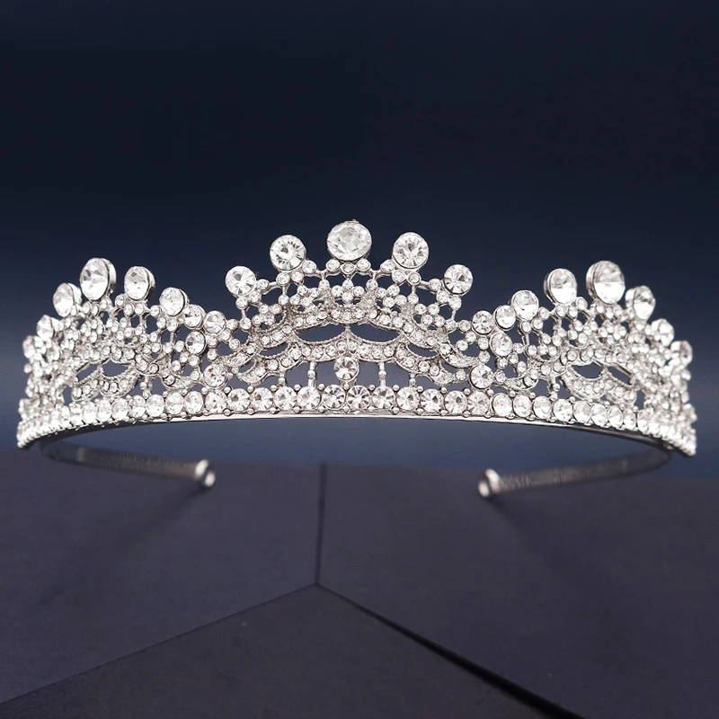 Miallo Da Sposa Accessori di Cerimonia Nuziale Corona di Strass di Cristallo Diademi e Corone per Le Donne di Colore Argento Dei Monili Dei Capelli