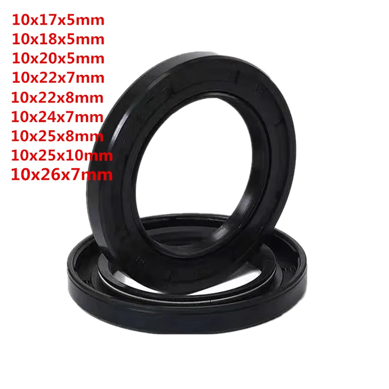 NBR Shaft Oil Seal TC-10*17*18*20*22*24*25*26*5/7/8/10 Nitrile Covered Double Lip With Garter Spring