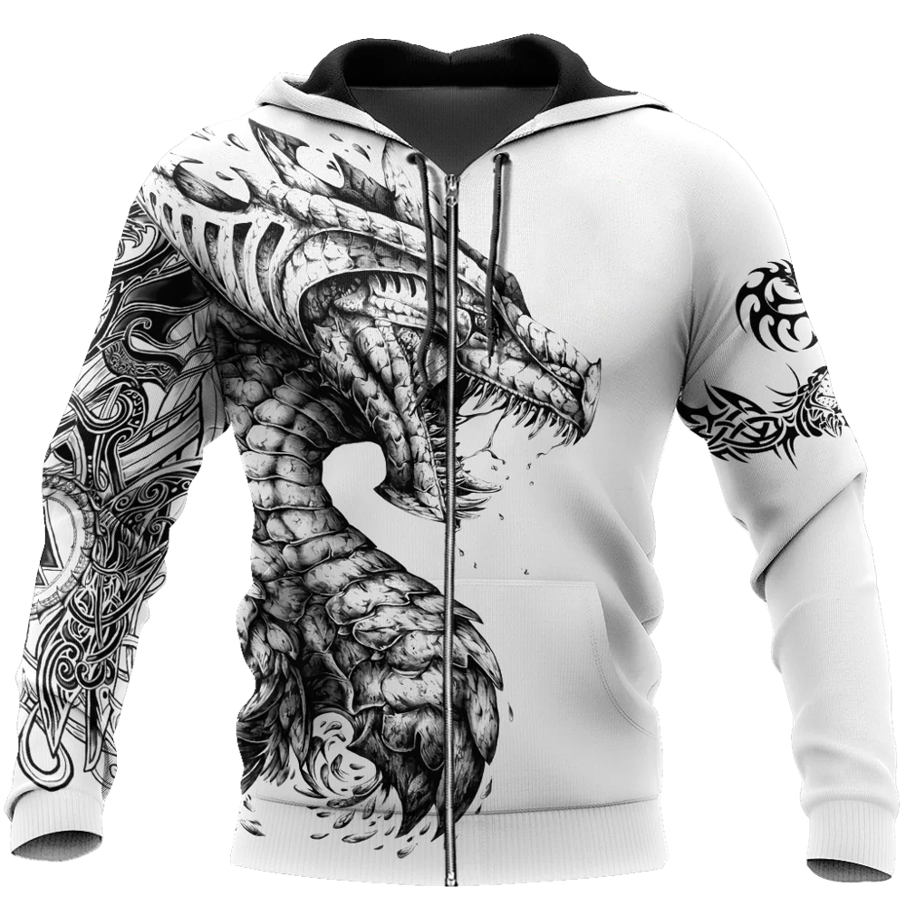 Tattoo and Dungeon Dragon 3D Printed Unisex Deluxe Hoodie Men Sweatshirt Streetwear Zip Pullover Casual Jacket Tracksuit KJ0273