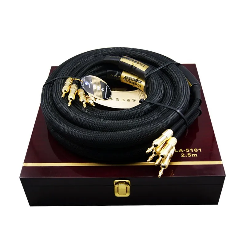 Choseal LA-5101 6N OCC Audiophile HIFI Speaker Cable 24K gold-plated banana plug Top level Speaker Cable 2.5m