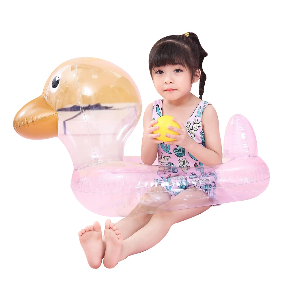 Cute Duck Swim Ring Summer Baby Inflatable Floating Ring Transparent Photography Props Swimming Pool Accessories Kids Floats