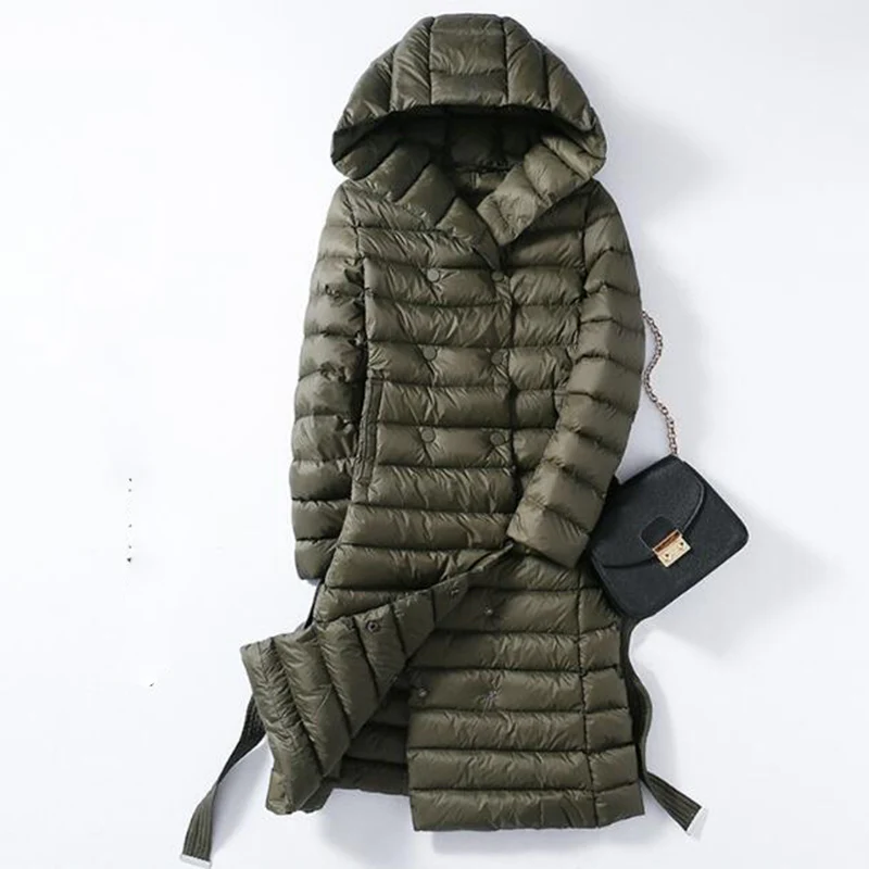 Imagem -03 - Sedutmo Inverno Tamanho Grande 3xl Longo para Mulheres para Baixo Jaquetas Ultra Leve Pato para Baixo Cabolsa com Capuz Outono Puffer Jaqueta Ed226