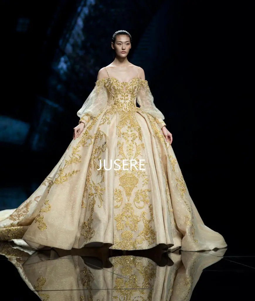 JUSERE Vestido De Noiva Luxury Royal รถไฟงานแต่งงาน Party ดูไบงานแต่งงานชุดราคาแพง