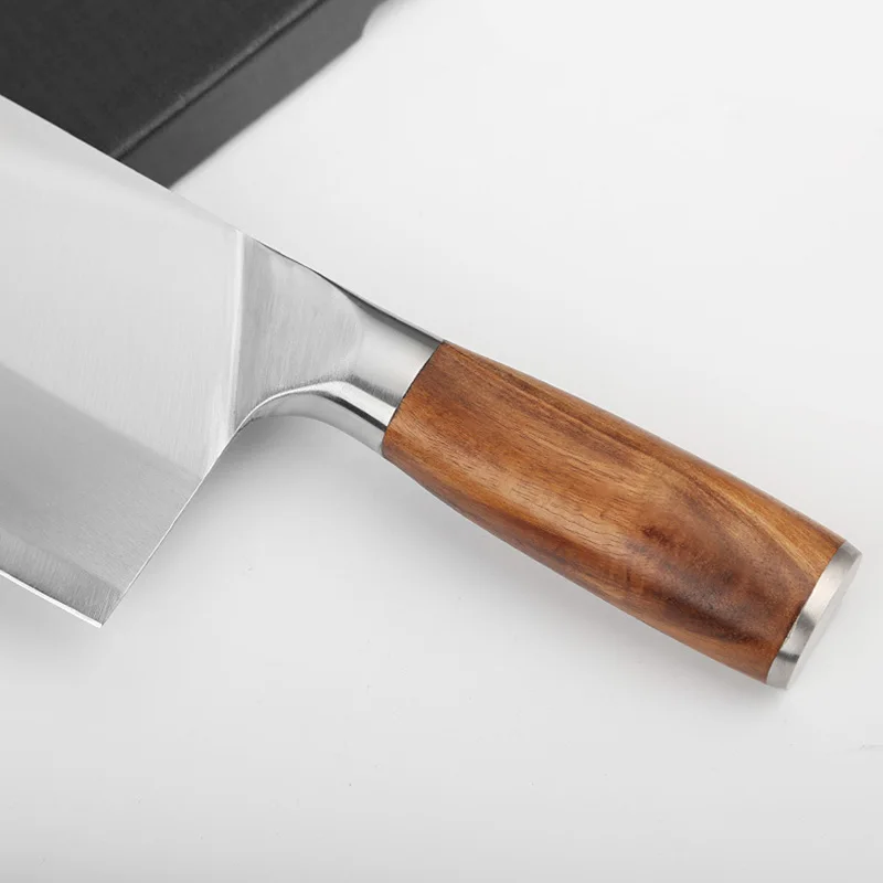 Chinese Chef Knife Stainless Steel Cleaver Kitchen Knife Razor Sharp Slicing Knife Meat Chopping Knife Wood Handle Butcher Knife