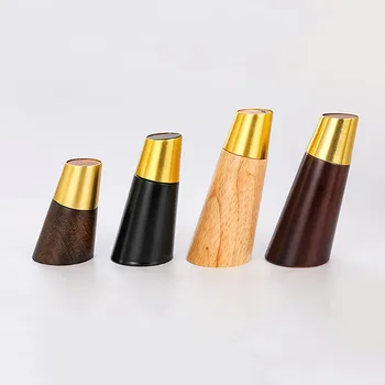 Patas de roble inclinadas para sofá, patas de madera maciza para mesa de armario, soporte para muebles con casquillos dorados, accesorio de madera