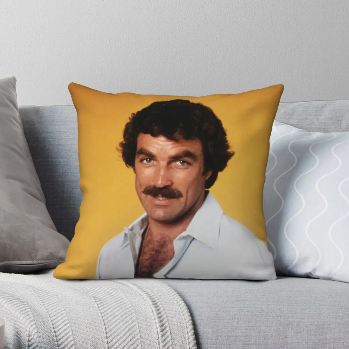 

Tom Selleck Square Pillowcase Polyester Linen Velvet Printed Zip Decor Bed Cushion Cover 18"