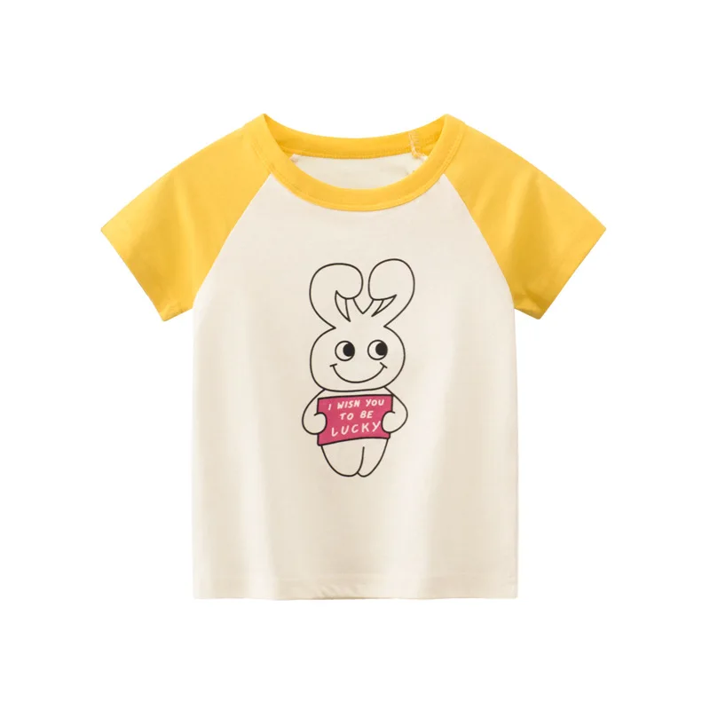 2 3 4 5 6 7 8 9 Years Baby Girls T-Shirts Clothes 100% Cotton Short Sleeve Bus Fruit Cartoon Kids Bottom Shirt Clothing