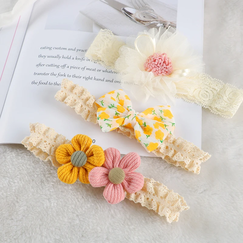 2022 baby headband Flower Bows Headbands hair band Bowknot Lovely Headwear Children Princess girls Hair Accessories 3pcs/lot