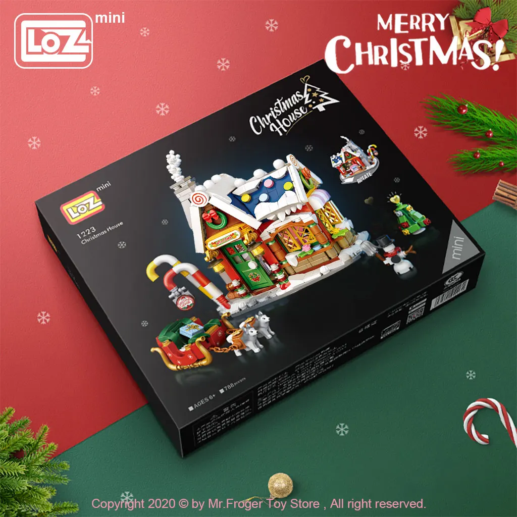 LOZ Mini Building Blocks New Christmas House Small particles mini building blocks Christmas gifts for the elderly puzzle toys