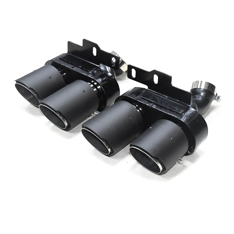 1 Pair Glossy Carbon Fiber Exhaust Tip For Audi A6 A7 C8 2019-2021 Mufflers Tip Four Out Exhaust Pipe S6 S7 Tailpipe Nozzles