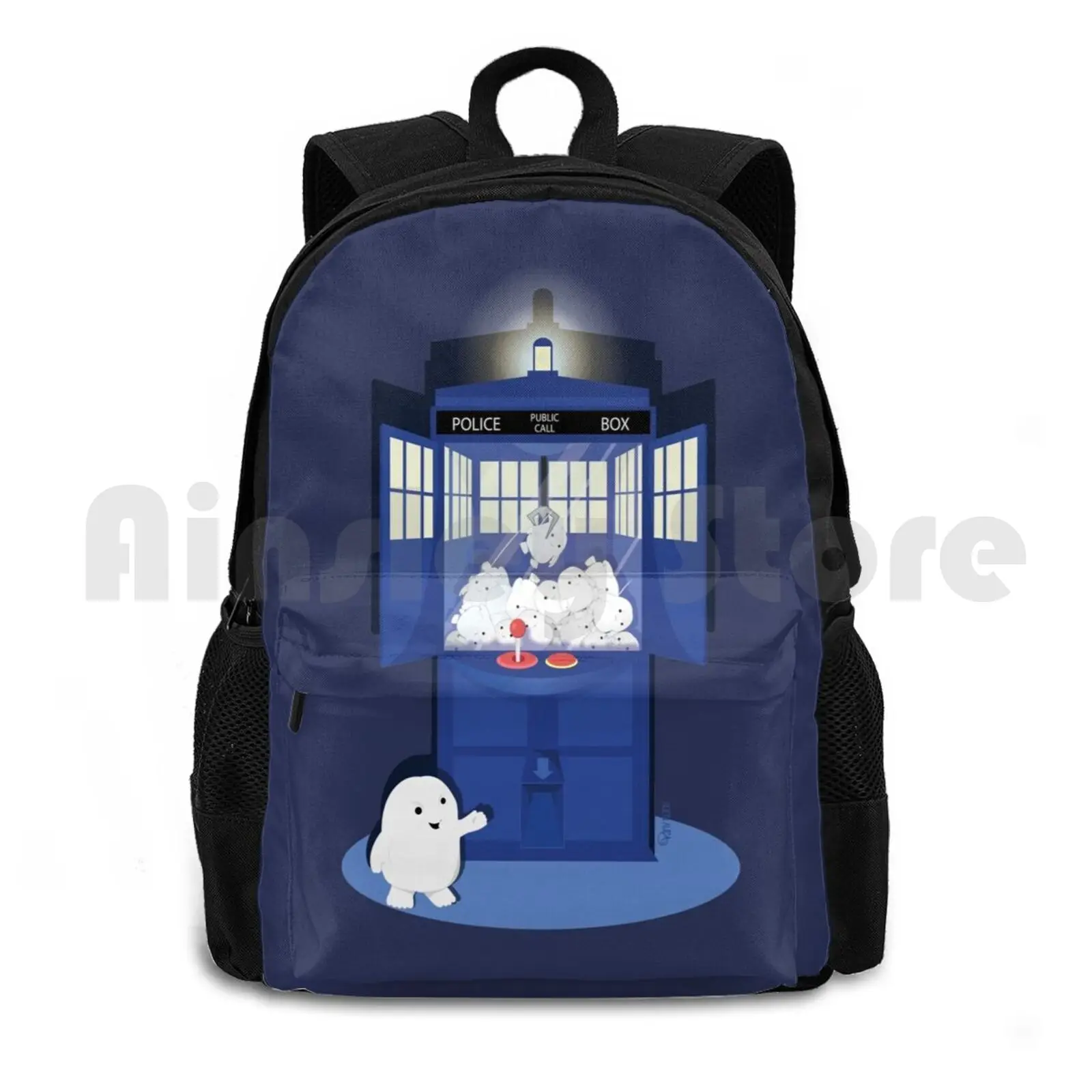 

Adipose Claw Machine Outdoor Hiking Backpack Waterproof Camping Travel Who Adipose Whovians Geek Nerd Scii Fi Games Mushup