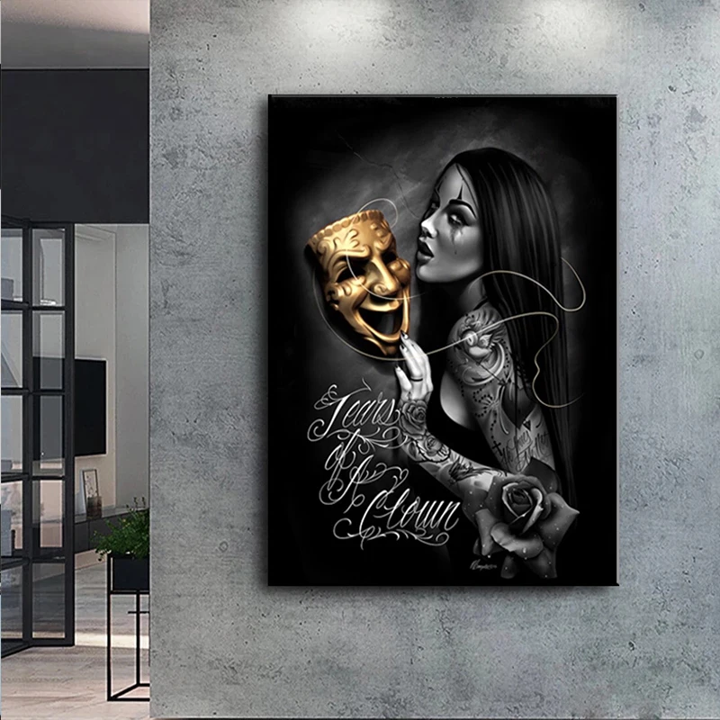 

Canvas painting wall art Posters yellow Skull tattoo girl Modern A painting for the wall canvases Cuadros Hoom Decor Decoration