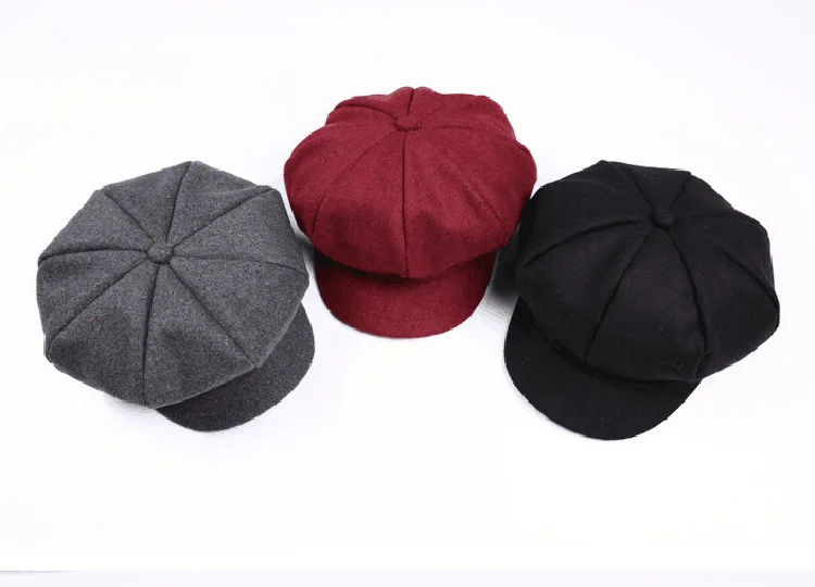 Toddler Baby Beret Hat for Boys Girls Children Newsboy Flat Cap Casquette Spring Autumn Solid Red Black Gray 2-6Y