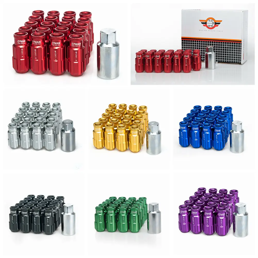 Racing Aluminum Lock Lug Nuts 20pcs 12x1.5 W/Key For Honda Civic Toyota Ford Aftermarker Wheel Nuts HU-E650H-1.5