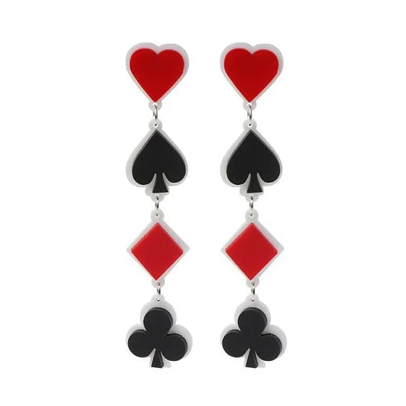 Geometric Big Poker Spades Acrylic Dangle Drop Earrings Punk Cool Playing Card Long Earrings Women Night Club Jewelry Pendientes