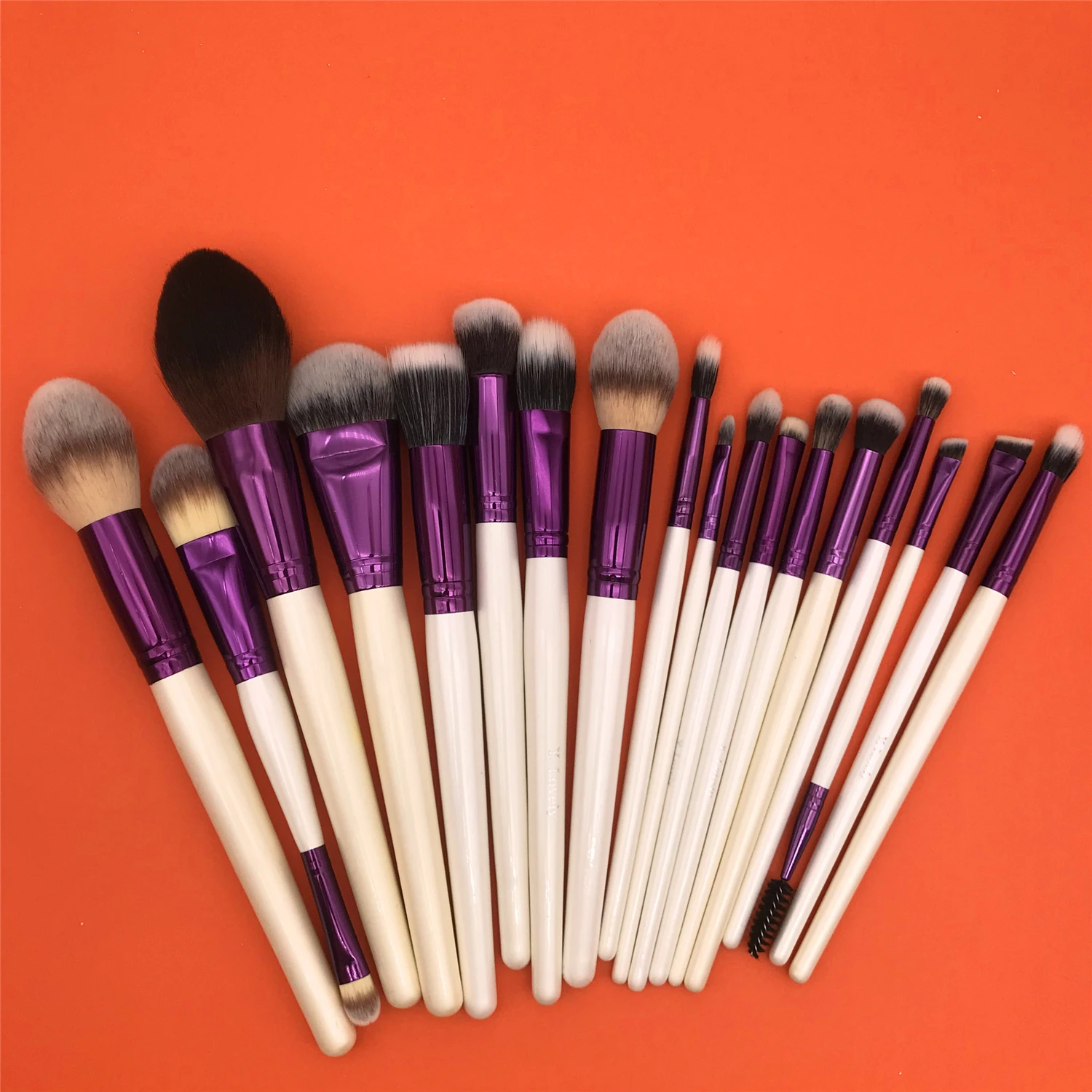 YLovely Super Soft  Pro Quality Synthetic White Purple Cosmetic Powder Blush Eyeshadow Eyeline Mask Makeup Brush Set