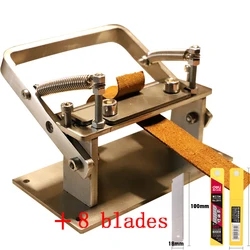 304 Stainless Steel Craft Leather Splitter Machine DIY Manual Cutting Peeler Rolling Bearing Tools +1 Box (10 Blade) 100MM*18MM