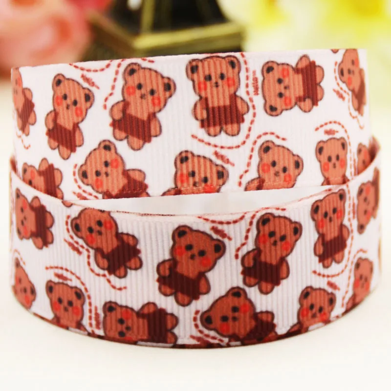 22mm 25mm 38mm 75mm Bear cartoon printed Grosgrain Ribbon party decoration 10 Yards satin ribbons